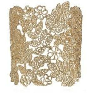 Chantilly Floral Lace Gold Wide Cuff Bracelet